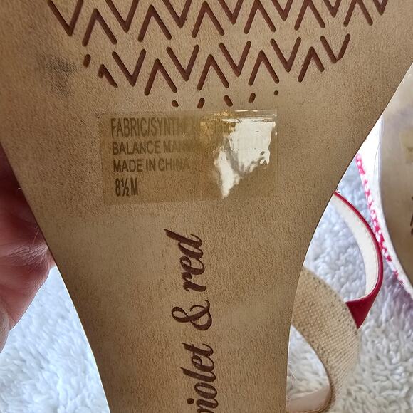 New Violet & Red Women Red Daisy Floral Tie Wedge Espadrilles Sandals Size 8.5 - Picture 5 of 5